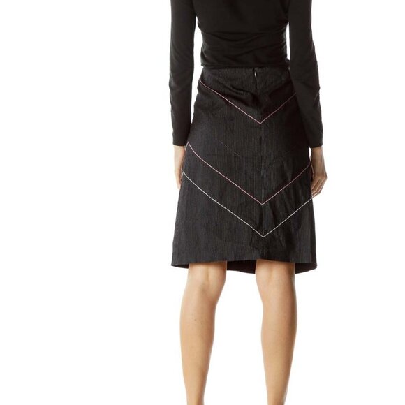 Poleci Black White Pinstripe A-Line Skirt - Picture 3 of 3